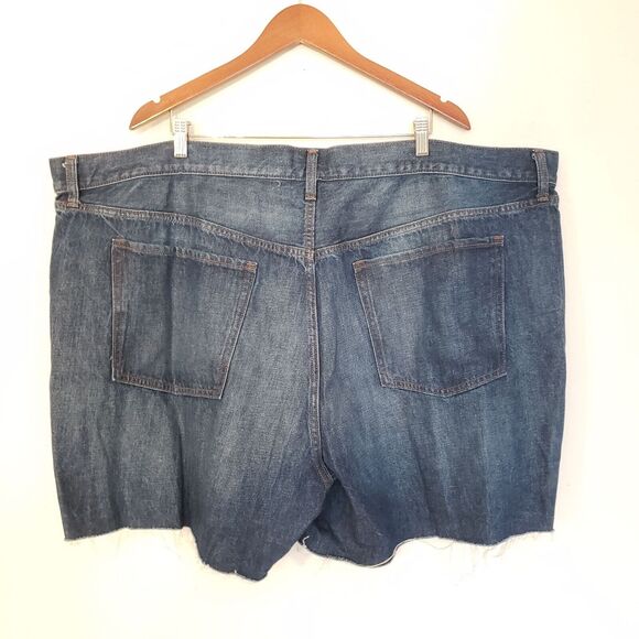 Old Navy Plus SIZE 28 High Rise Slouchy Straight Dark Jean Shorts Denim Raw Hem - Picture 3 of 9